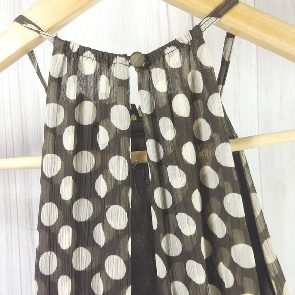 Women Summer Dress VERO MODA Halter Neck Sleeveless Mini Polka Dots Brown/White - Picture 9 of 12